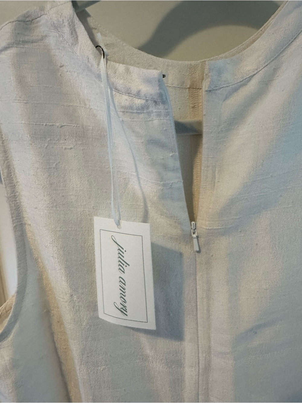 NWT Julia AMORY Slim Jane Dress Dupioni Silk White “Blanc” | M - Picture 7 of 8